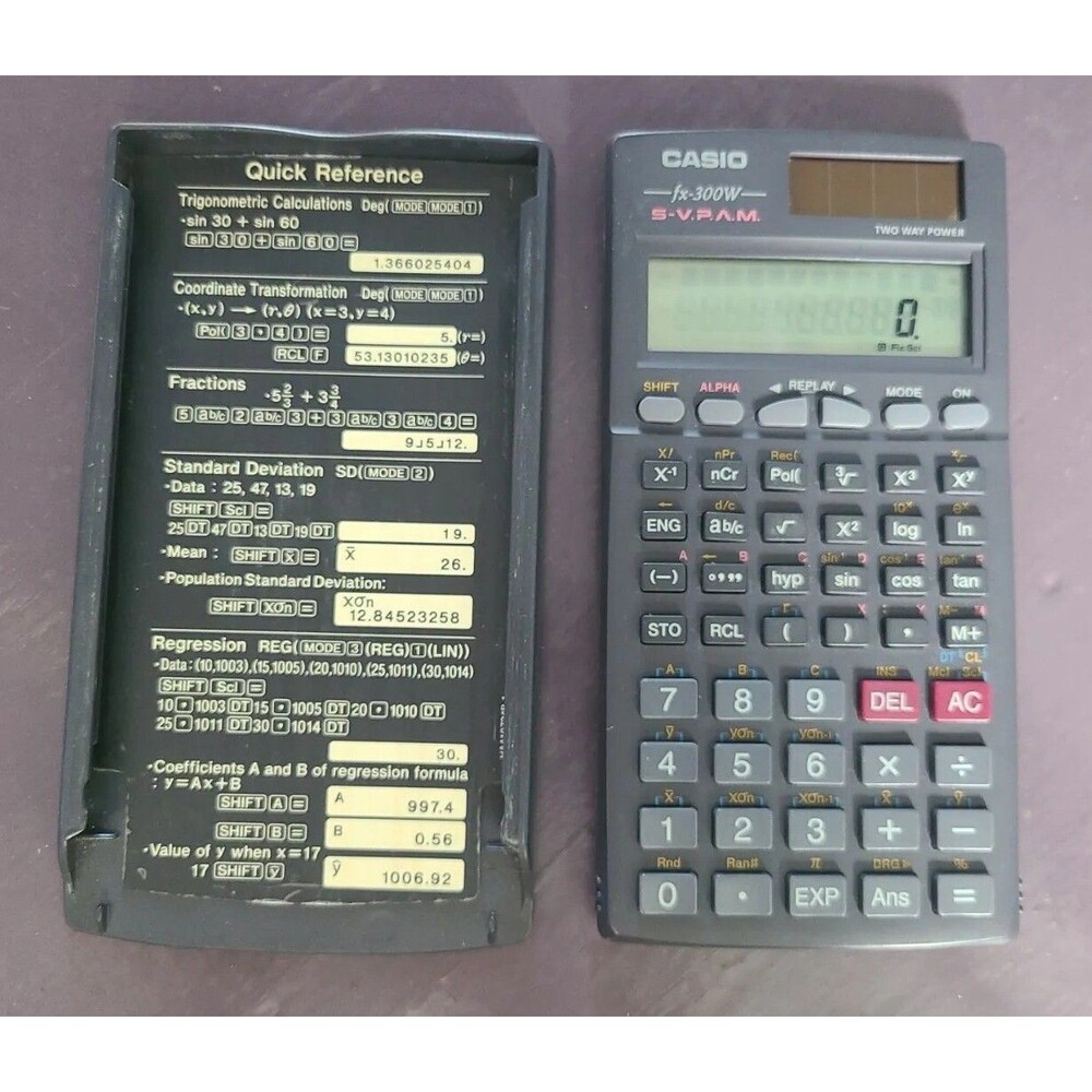 Casio Scientific Calculator FX-300W S-V.P.A.M 2-Disp Solar/Batt Powered in Case